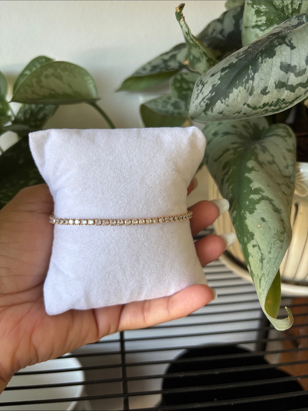 Elegant Gold-Tone Crystal Tennis Bracelet - White Crystal